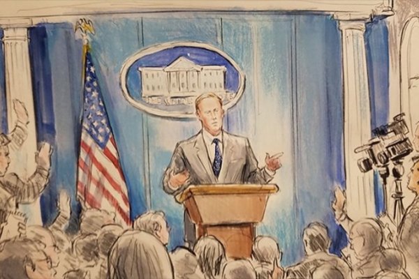 La CNN envió un dibujante a una conferencia de prensa en la Casa Blanca porque se prohibieron las cámaras