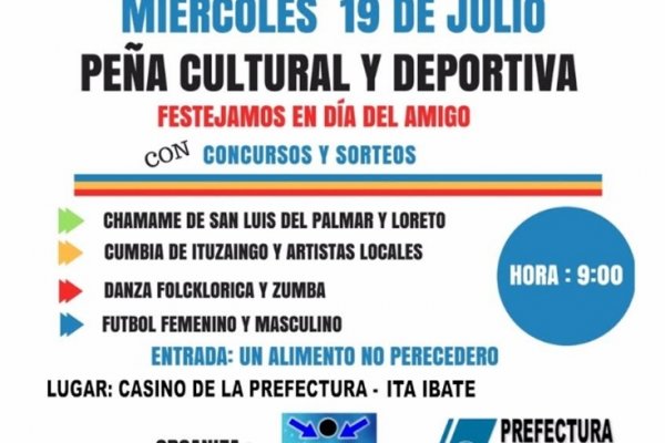 Ita Ibaté: Festejarán el día del amigo con una peña cultural y deportiva