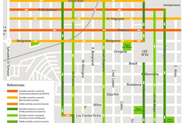Nuevo sentido de circulación de calles en Paso de los Libres