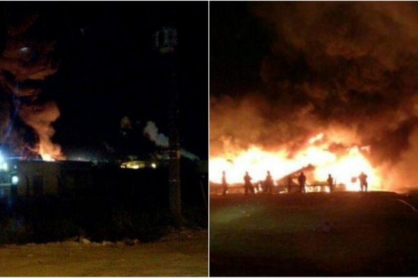 Garín: Voraz incendio en una fábrica de aerosoles