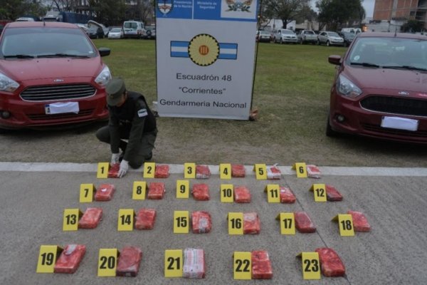 Detuvieron a seis narcos con 24 kilos de cocaína en Corrientes