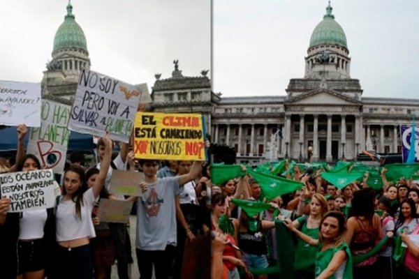 Cambio climático y aborto legal: Las marchas en el Congreso
