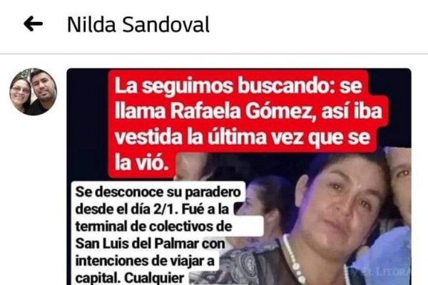 Búsqueda desesperada de una mujer que viajaba para la capital correntina