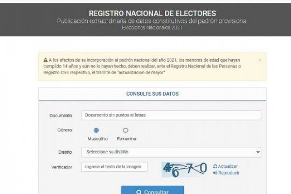 Este viernes habilitan el padrón electoral para consultar y corregir datos