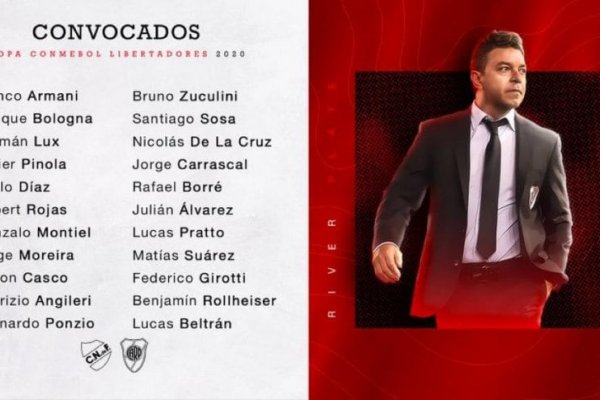 Sin Nacho Fernández, los concentrados de River para jugar ante Nacional