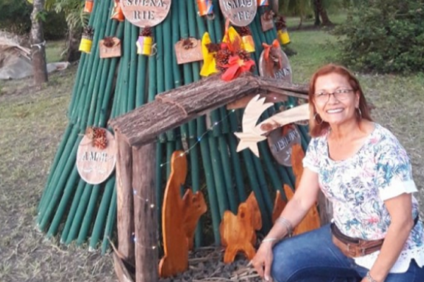 Árbol de Navidad de tacuara adorna la novel reserva natural del barrio Doctor Montaña