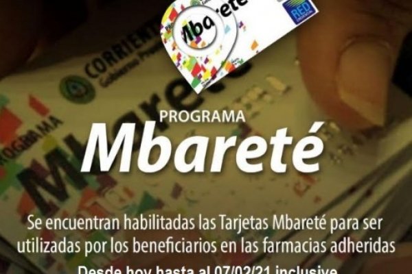 Se encuentran habilitadas las tarjetas Mbareté y Mamá Mbareté