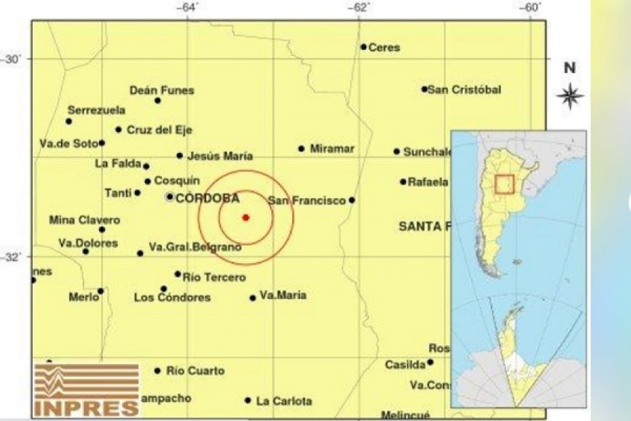 Un sismo de 4,4 grados sacudió a Córdoba