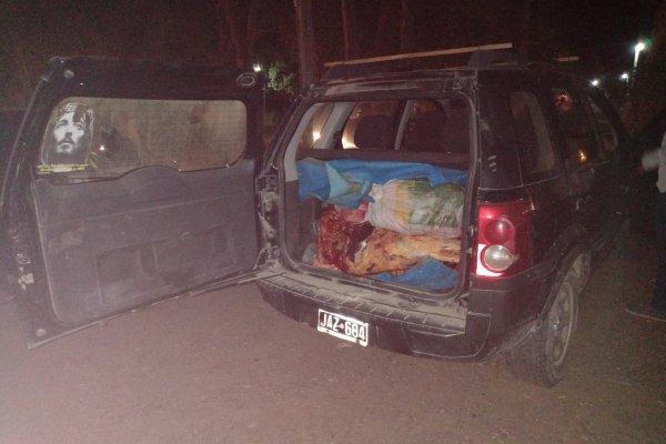 Detuvieron a un hombre que llevaba un vacuno faenado en su camioneta