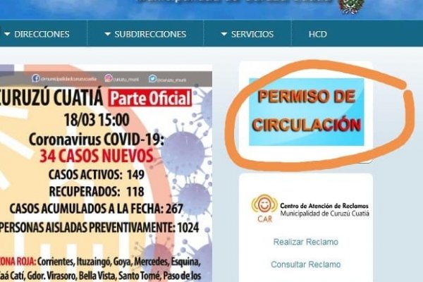 En Curuzú habilitan plataforma para permiso de circulación de turno noche