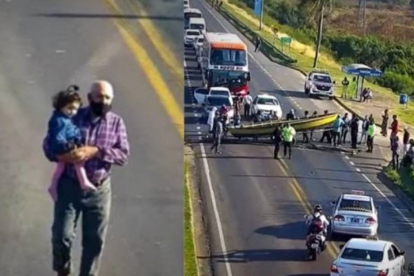 Con su nieta descompuesta, abuelo cruzó caminando por el piquete en el Puente