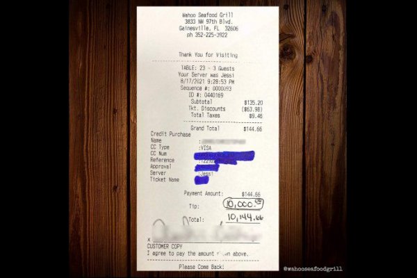 Fue a comer y dejó más de un millón de pesos de propina