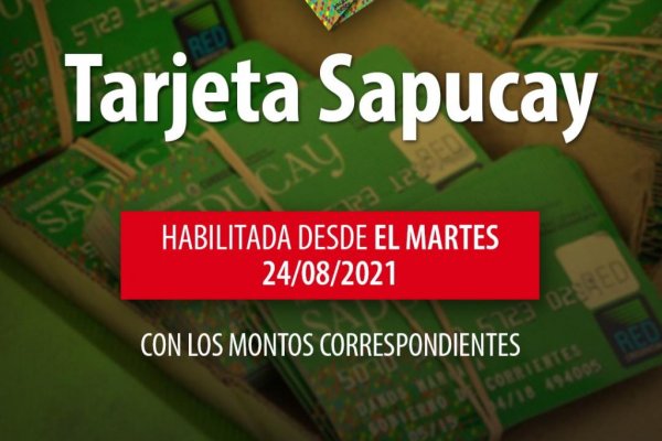 Desde este martes 24  se habilitan las tarjetas Sapucay