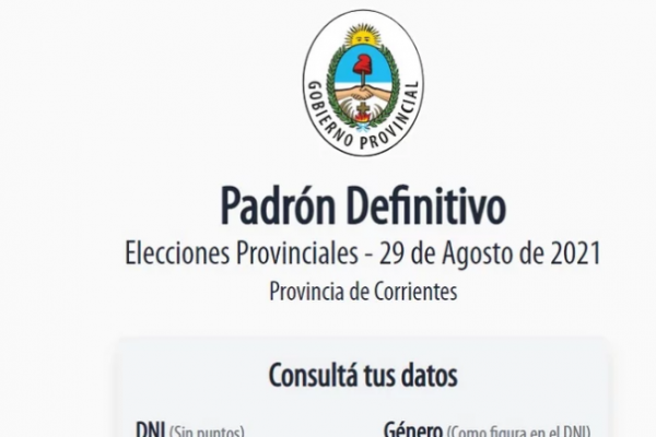 Corrientes: Consultá el padrón para las elecciones del 29 de agosto