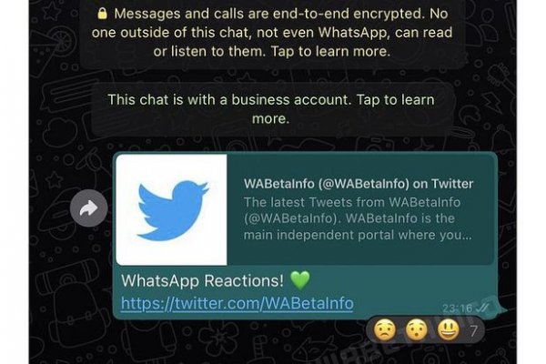 WhatsApp permitirá reacciones con emojis en sus chats