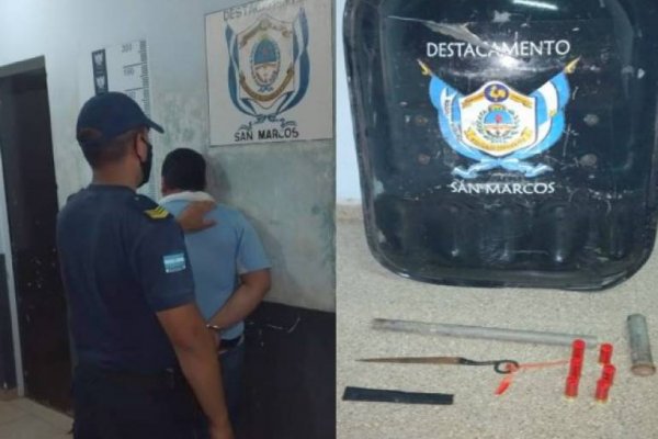 Detenido por agredir a su pareja: Estaba armado con una tumbera