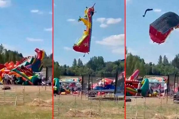 Cinco chicos murieron por la voladura de un castillo inflable