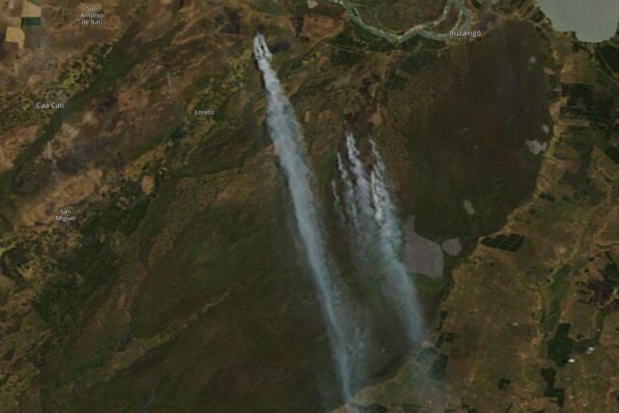 El humo de los incendios en Corrientes se ve desde el espacio