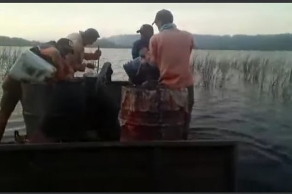 VIDEO| Corrientes ante los incendios: Peones sacan agua de una laguna