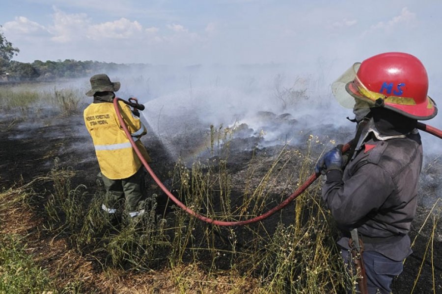 Heroica lucha de los bomberos correntinos contra el fuego, apoyados por colegas del país