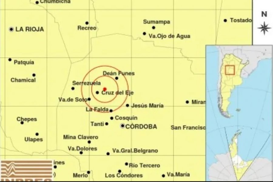 Un fuerte sismo de  magnitud de 4,1 sacudió Córdoba