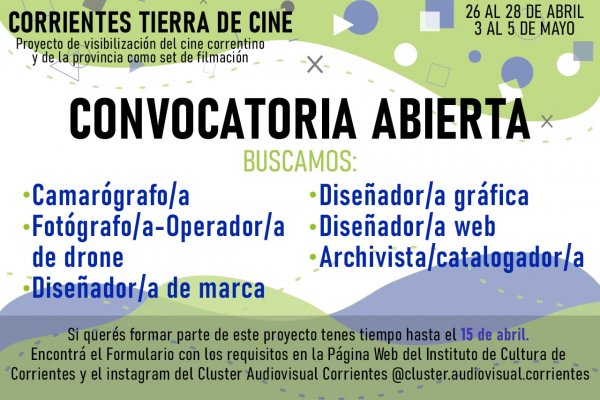 Se abre la convocatoria para el proyecto Corrientes Tierra de Cine