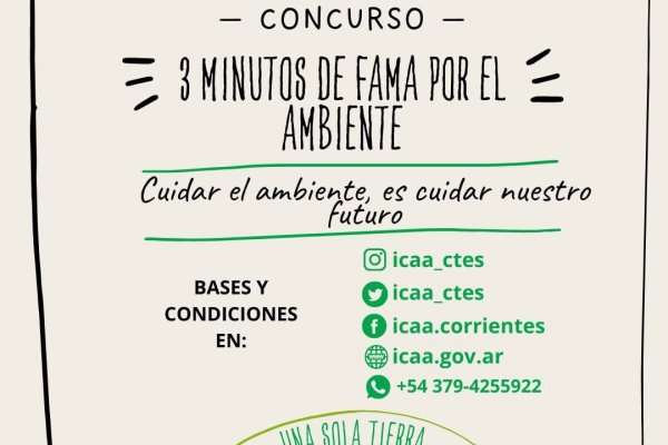 El ICAA convoca a estudiantes a participar del concurso Tres Minutos de fama por el Ambiente