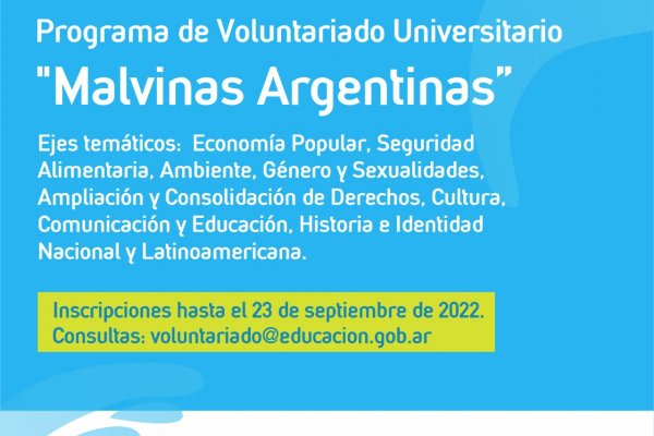 Convocatoria abierta para el Programa voluntariado universitario 2022 