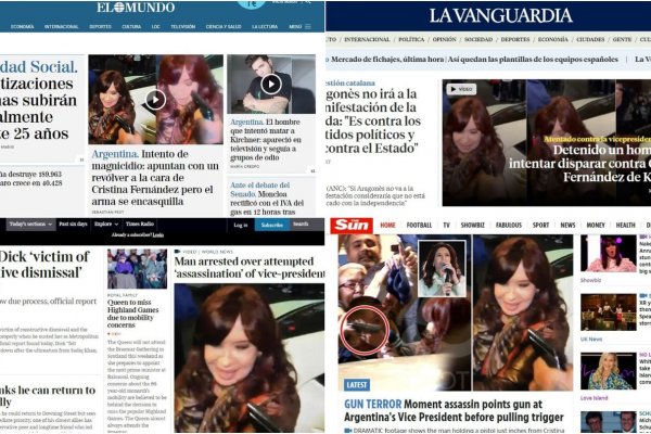 El ataque a Cristina Kirchner recorrió el mundo y encabeza la edición de los principales diarios de Europa