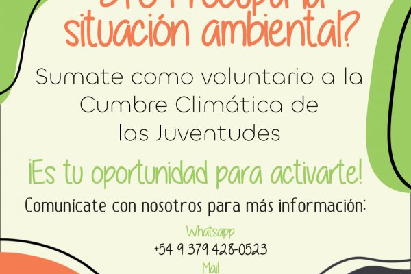 Convocan a voluntarios para la cumbre climática en Corrientes