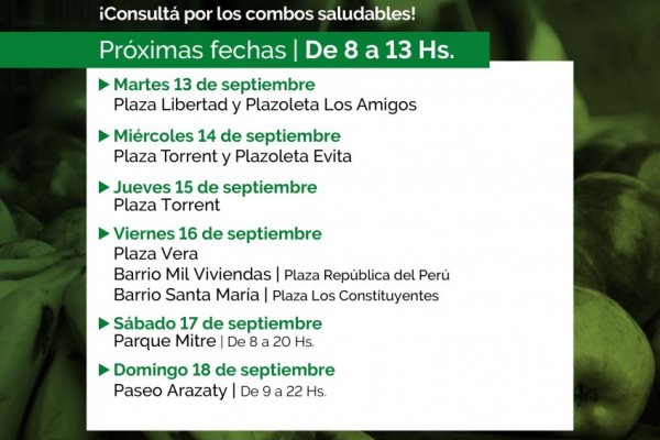 Ferias de la ciudad: Hoy en Plaza Torrent y Plazoleta Evita