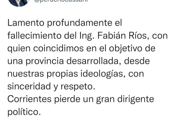 Corrientes: Dirigentes políticos despidieron a Fabian Ríos en las redes sociales