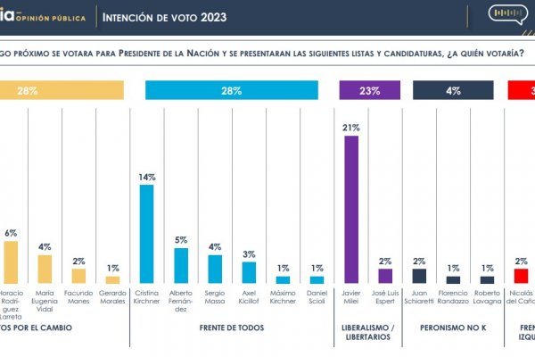 Presidenciables: otra vez Milei primero camino a las PASO y empate de JxC y FdT