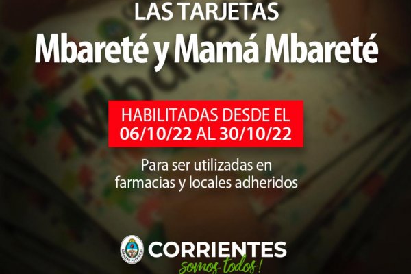 Desde hoy se encuentran habilitadas las tarjetas Mbareté y Mamá Mbareté