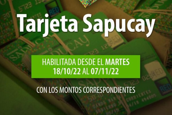 Desde hoy se encuentran habilitadas las tarjetas Sapucay