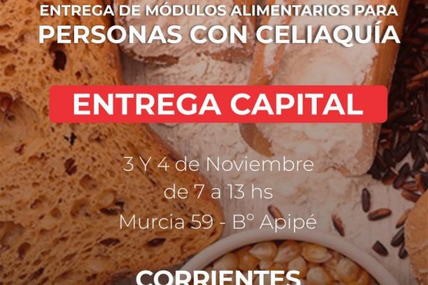 Corrrientes: Comienza hoy la entrega de módulos para celíacos