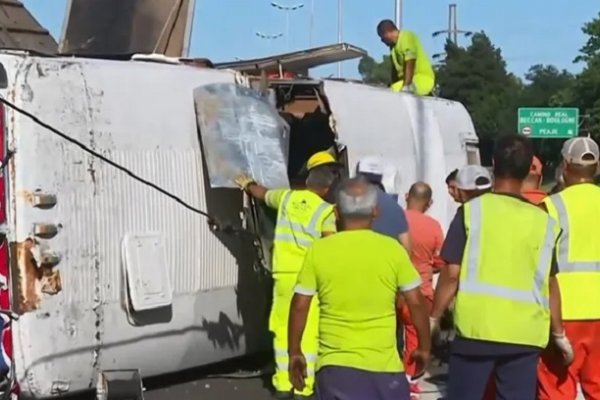 Volcó un micro que trasladaba caballos al Hipódromo de San Isidro