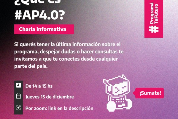 La Escuela de Oficios invita a una charla informativa virtual para acceder al “Argentina Programa 4.0”