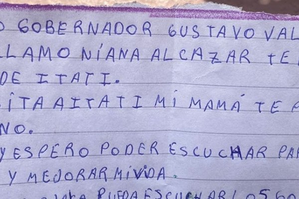 La conmovedora carta de una niña con hipoacusia al Gobernador de Corrientes