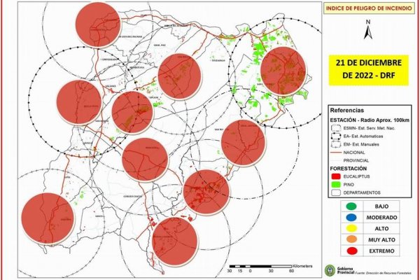 Toda la provincia se encuentra bajo índice extremo de peligro de incendio