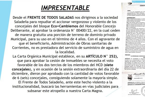 Corrientes: denuncian que concejales de una comuna entregaron un predio municipal