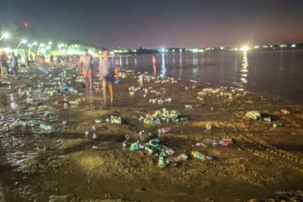 Corrientes: evento municipal dejó un basural a cielo abierto sobre un playa en el río Paraná