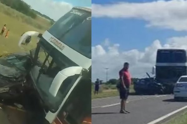 Ruta 11: un micro chocó contra un auto, dos personas murieron y otras cinco resultaron heridas