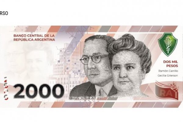 Nuevo billete de $2.000: así es el boceto con las figuras de Ramón Carrillo y Cecilia Grierson