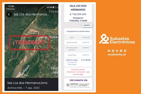 Se subastó una isla del Paraná