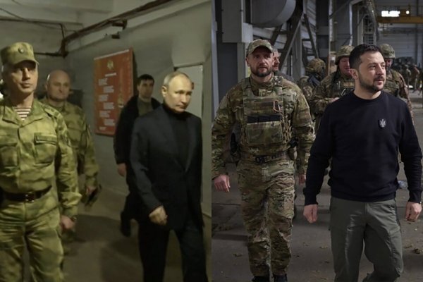 Putin y Zelenski visitaron a sus respectivas tropas en combate en Ucrania