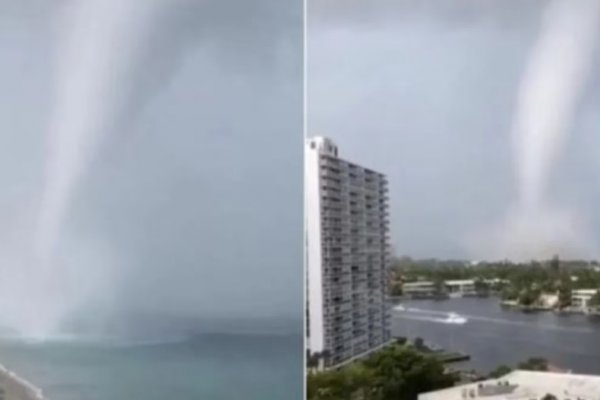 Terror en las playas de Miami por una tromba marina que tocó tierra