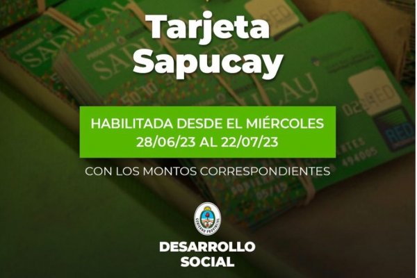Desde hoy, miércoles 28, están habilitadas las Tarjetas Sapucay