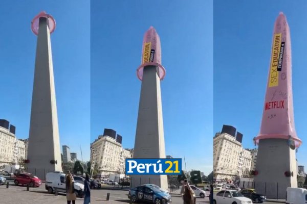 Buenos Aires: Colocan preservativo gigante al obelisco para promocionar nueva temporada de ‘Sex Education’