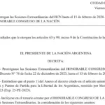 Milei extendió el período de sesiones extraordinarias del Congreso hasta el 15 de febrero